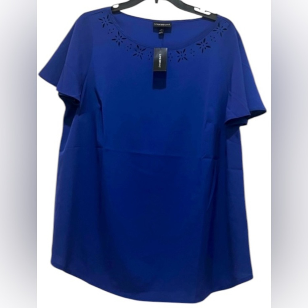 NWT Lane Bryant women’s plus Size 14/16 eyelet short flutter sleeve blue blouse